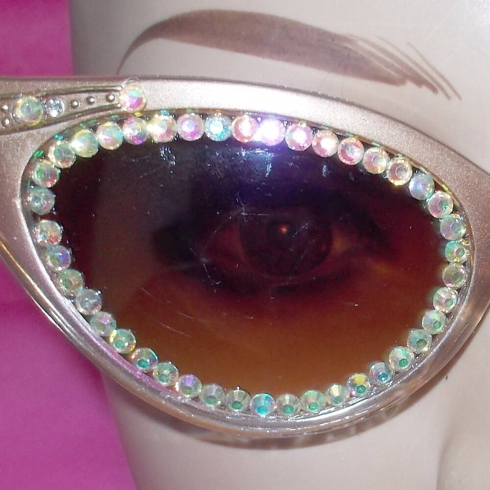 50'S STYLE CATEYE SUNGLASSES BRONZE PEARL FINISH WITH RHINESTONES